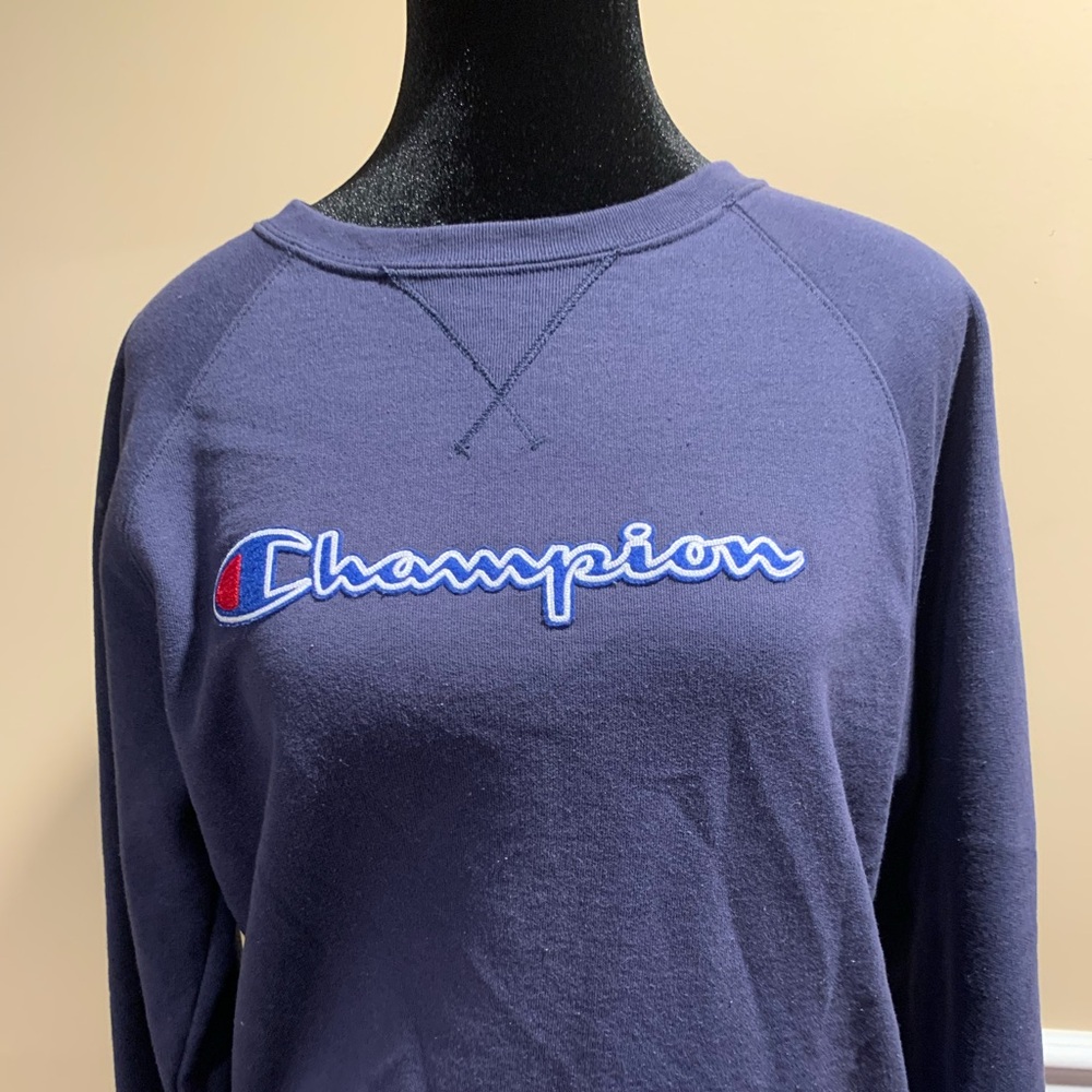 Champion Blue Crewneck Sweater Iconic Logo